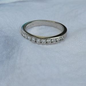 Tiffany and Co. Platinum Wedding Band with Half-Circle of Diamonds